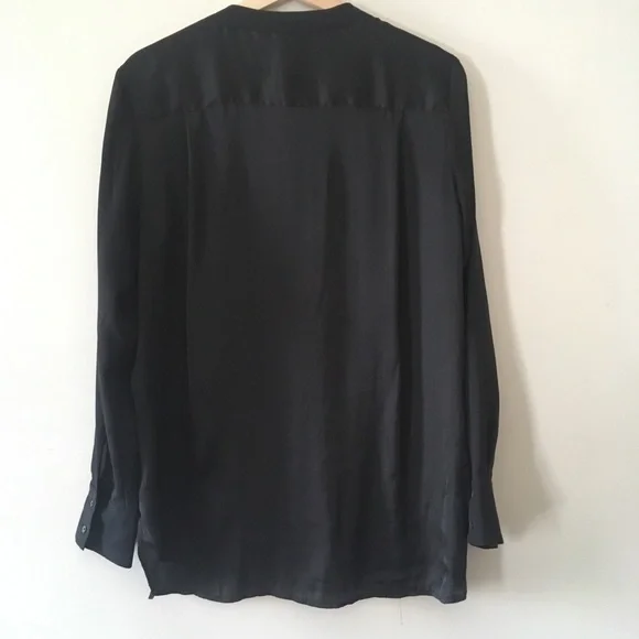 CLOSET CLEAR OUT - sophisticated black georgette and satin oversized shirt - Picture 2 of 10